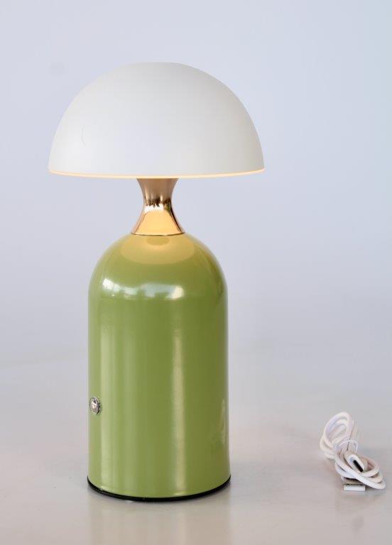 Led Olive Green Lamp Base White Dome Shade